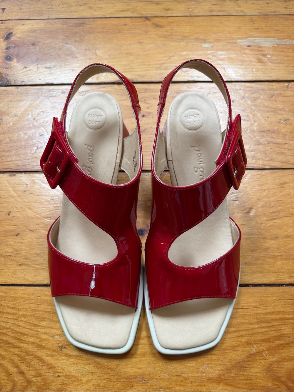 Paul Green Red Patent Open-Toe Slingback Sandals